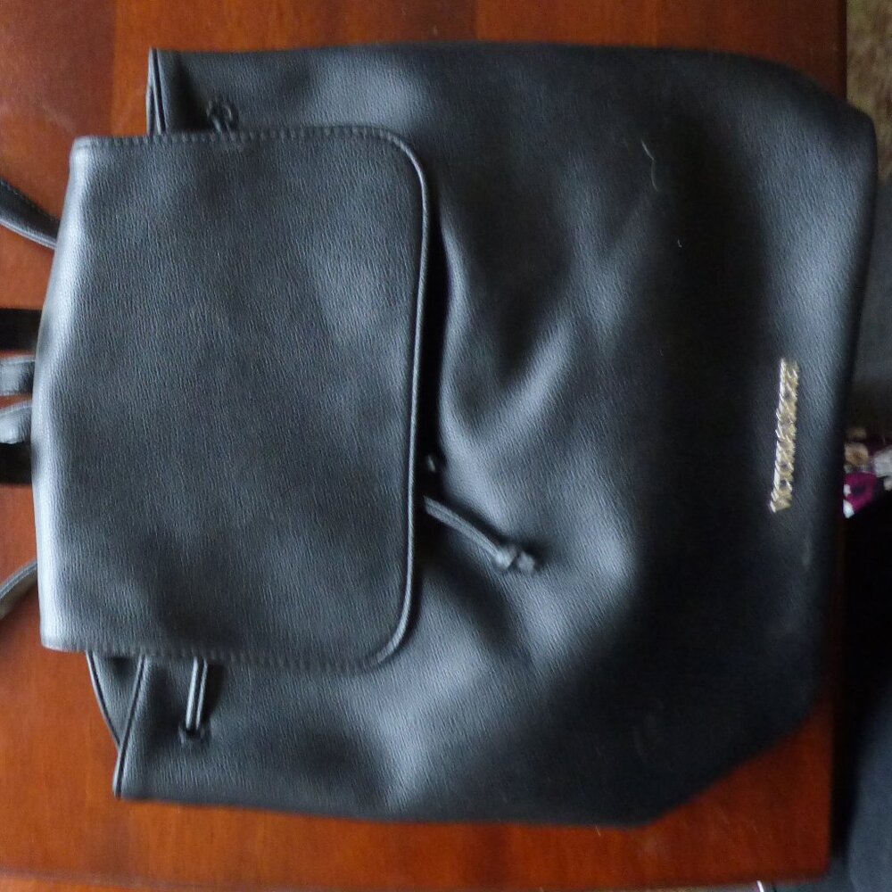 VICTORIAS SECRET BLACK FAUX LEATHER BACKPACK